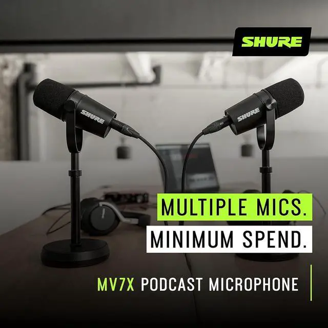 Alt view image 5 of 6 - Shure MV7X XLR Podcast Microphone - Pro Quality Dynamic Mic for Podcasting & Vocal Recording, Voice-Isolating Technology, All Metal Construction, Mic Stand Compatible, Optimized Frequency - Black