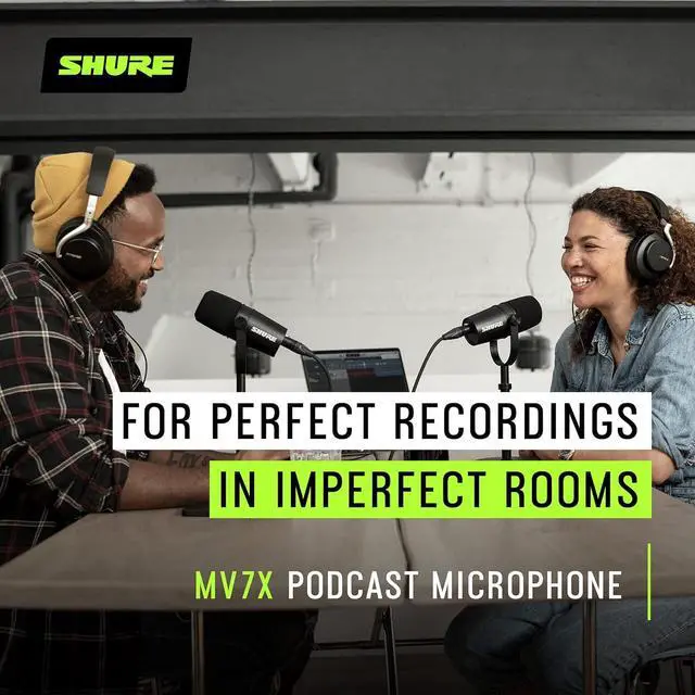 Alt view image 3 of 6 - Shure MV7X XLR Podcast Microphone - Pro Quality Dynamic Mic for Podcasting & Vocal Recording, Voice-Isolating Technology, All Metal Construction, Mic Stand Compatible, Optimized Frequency - Black