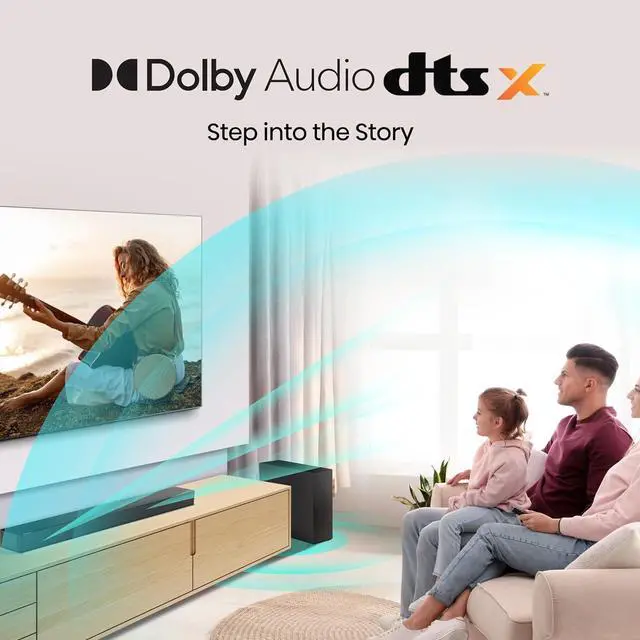 Alt view image 4 of 5 - Hisense HS2100 2.1 Ch 240W Sound Bar with Wireless Subwoofer - DTS Virtual X, Dolby Audio, Ezplay, 6 EQ Modes, HDMI ARC, Bluetooth 5.3
