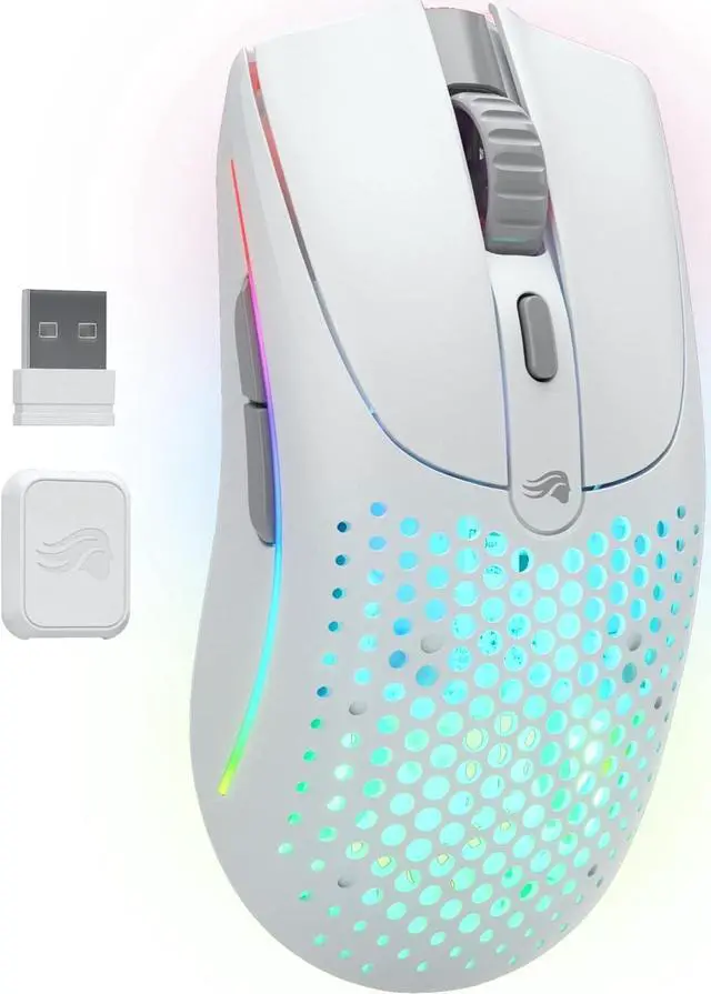 Main image of Glorious Gaming Model O 2 Wireless Gaming Mouse - Hybrid 2.4GHz & Bluetooth Wireless, 68g Superlight, Long Battery Life, 26k BAMF 2.0 Sensor, RGB, Ambidextrous, 6 Buttons, PTFE Feet - White