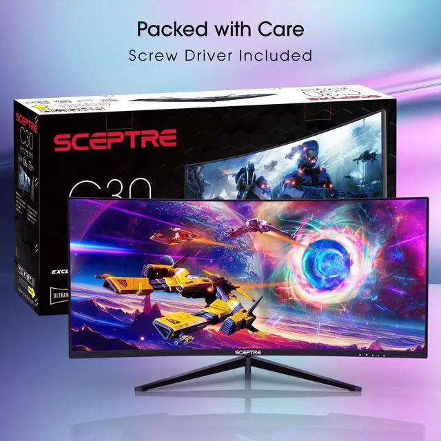 Alt view image 11 of 11 - Sceptre 30 inch Curved Gaming Monitor 21:9 2560x1080 Ultra Wide Ultra Slim HDR400 1ms HDMI DisplayPort up to 200Hz Build-in Speakers, Picture by Picture Metal Black (C305B-200UN1) (C305B--200UN1)