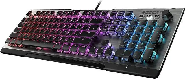 Main image of ROCCAT Vulcan 100 AIMO Mechanical PC Gaming Keyboard, RGB Lighting, Silent, Per Key LED Illumination, Brown Switches, Aluminum Top Plate, Silver