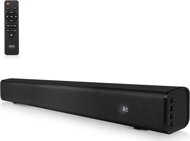 Main image of Pyle Home Theater Soundbar Speaker - Wave Base Streaming Tabletop Stand Mount TV Digital System with AUX/Digital Optical Audio Connector Jacks/USB Port, HDMI /ARC, Full Sound Reproduction