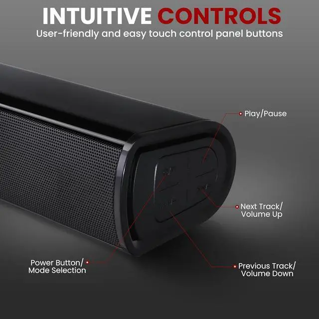 Alt view image 2 of 5 - Pyle 2.1 Tabletop Soundbar Digital Speaker System w/Bluetooth- Digital Amplifier with DSP Streaming Tabletop Stand Mount TV Digital System with AUX/Optical in/USB in/HDMI (ARC)/Coaxial, LED Display