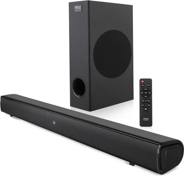 Main image of Pyle 2.1 Tabletop Soundbar Digital Speaker System w/Bluetooth- Digital Amplifier with DSP Streaming Tabletop Stand Mount TV Digital System with AUX/Optical in/USB in/HDMI (ARC)/Coaxial, LED Display