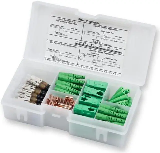 Main image of Corning Optisnap SC 900um Fiber Optic Connector, APC Polish, Organizer Pack of 25