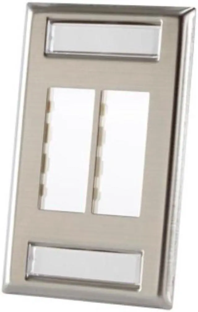 Main image of Ortronics OR-403STJ14 TracJack 4-Port Stainless Steel Faceplate w/Labels