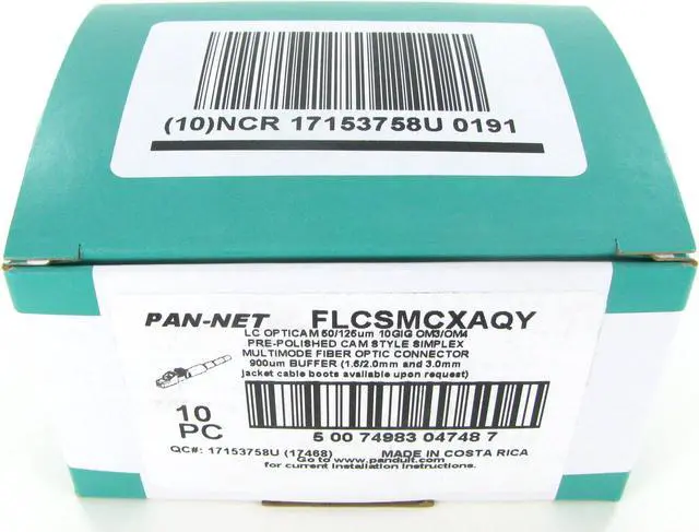 Main image of Panduit FLCSMCXAQY Opticam LC Simplex Fiber Optic Connector, OM3/OM4/OM5, Multimode 50um, Box of 10