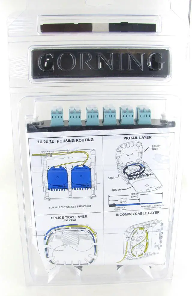Alt view image 2 of 4 - Corning CCH-CS24-E4-P00QE Pigtailed Splice Cassette, 24 Fiber, LC PC Duplex 50um Multimode (OM4), Single-Fiber (250 um)