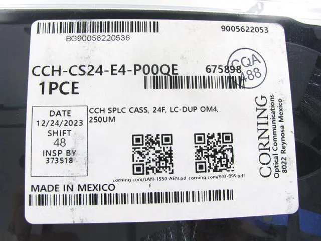 Alt view image 3 of 4 - Corning CCH-CS24-E4-P00QE Pigtailed Splice Cassette, 24 Fiber, LC PC Duplex 50um Multimode (OM4), Single-Fiber (250 um)