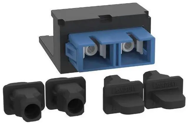 Main image of Panduit CMDBUSCZBL Mini-Com Blue SC Singlemode Duplex Fiber Optic Adapter Module, Black