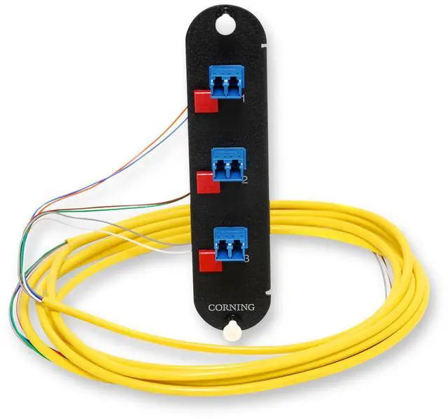 Main image of Corning CCH-CP06-A9-P03RH Pigtailed Fiber Panel with 3 LC Duplex OS2 SM Singlemode Adapters