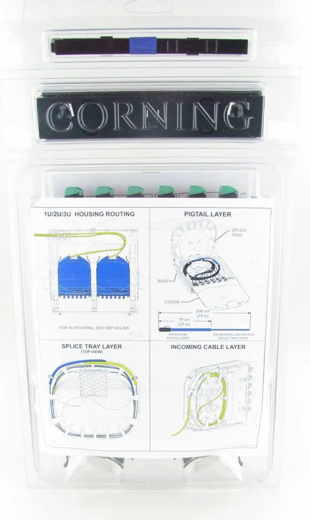 Alt view image 2 of 4 - Corning CCH-CS12-AF-P00RE Pigtailed Splice Cassette, 12 Fiber, LC APC Duplex Shuttered Singlemode OS2