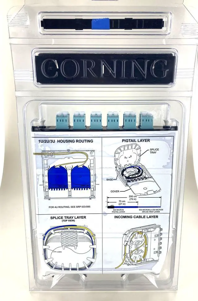Alt view image 2 of 4 - Corning CCH-CS24-E4-P00TE Pigtailed Splice Cassette, 24 Fiber, LC PC Duplex 50um Multimode (OM3), Single-Fiber (250 um)