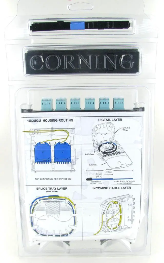 Alt view image 2 of 4 - Corning CCH-CS24-E4-P00TE Pigtailed Splice Cassette, 24 Fiber, LC PC Duplex 50um Multimode (OM3), Single-Fiber (250 um)