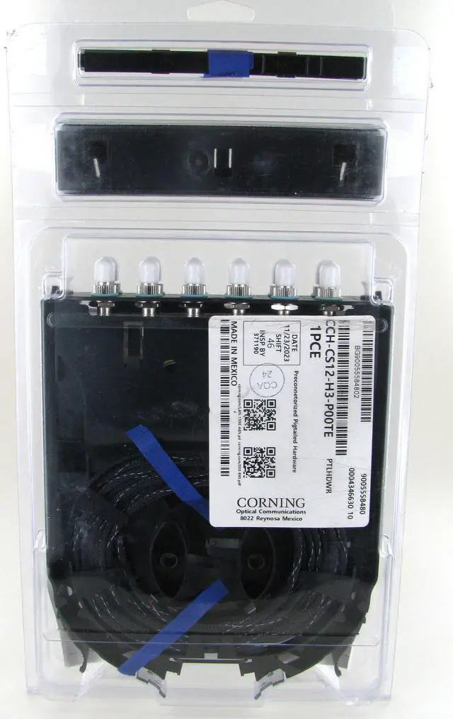 Main image of Corning CCH-CS12-H3-P00TE Pigtailed Splice Cassette, 12 Fiber, ST Aqua 50um Multimode OM3