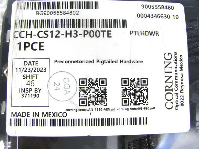Alt view image 3 of 5 - Corning CCH-CS12-H3-P00TE Pigtailed Splice Cassette, 12 Fiber, ST Aqua 50um Multimode OM3
