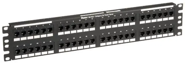 Alt view image 3 of 5 - Panduit NetKey 48 Port Cat5e Network Patch Panel - 48 - 48 Port(s) - 48 x RJ-11 - 2U High - NK5EPPG48Y