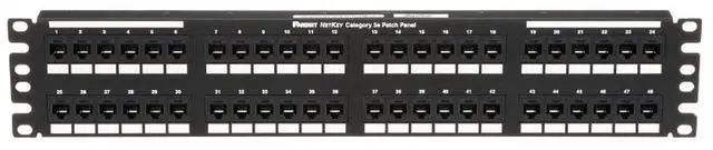 Alt view image 2 of 5 - Panduit NetKey 48 Port Cat5e Network Patch Panel - 48 - 48 Port(s) - 48 x RJ-11 - 2U High - NK5EPPG48Y