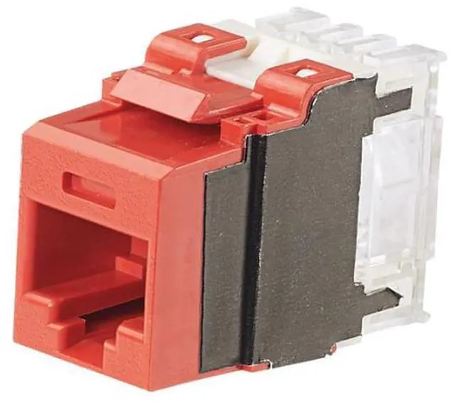 Main image of Panduit NK6X88MRD NetKey Cat6a RJ45 Keystone Punchdown Jack Module, Red