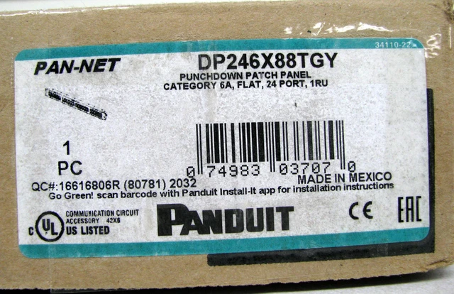 Alt view image 7 of 7 - Panduit DP246X88TGY 24-Port Cat6a 10Gig Punchdown Network Patch Panel