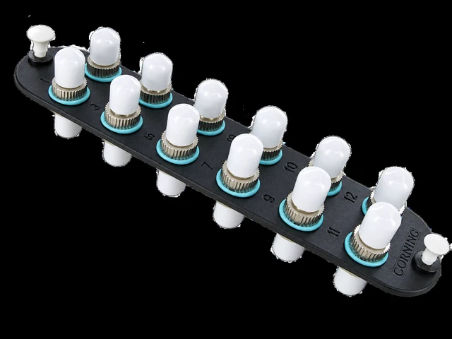 Alt view image 2 of 3 - Corning CCH-CP12-H3 LANscape CCH Patch Panel with 12 ST Simplex 10Gig Aqua OM3/OM4 Multimode 50um Adapters