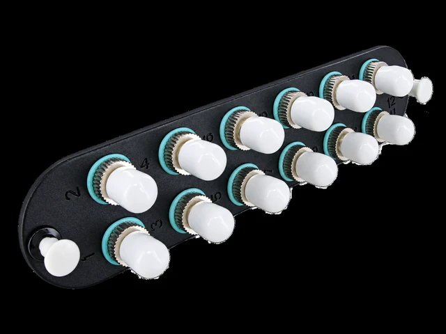 Alt view image 3 of 3 - Corning CCH-CP12-H3 LANscape CCH Patch Panel with 12 ST Simplex 10Gig Aqua OM3/OM4 Multimode 50um Adapters