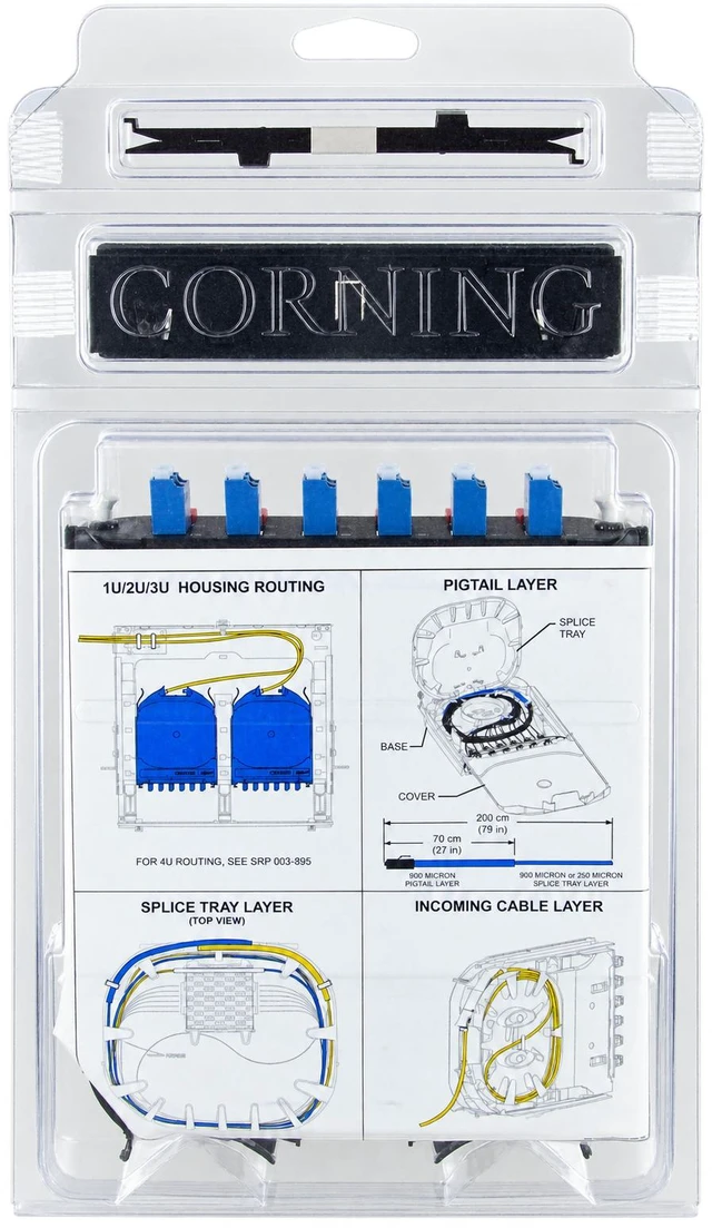 Alt view image 2 of 7 - Corning CCH-CS12-A9-P00RJ Pigtailed Splice Cassette, 12 Fiber, LC Duplex Singlemode (OS2), Ribbon