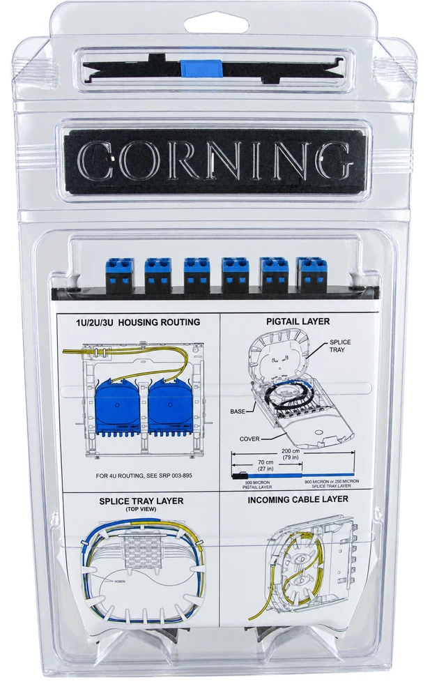 Alt view image 2 of 7 - Corning CCH-CS24-AE-P00RE Pigtailed Splice Cassette, 24 Fiber, LC UPC Polish, Duplex Shuttered Singlemode OS2