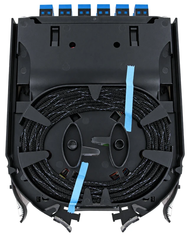 Alt view image 3 of 7 - Corning CCH-CS24-AE-P00RE Pigtailed Splice Cassette, 24 Fiber, LC UPC Polish, Duplex Shuttered Singlemode OS2