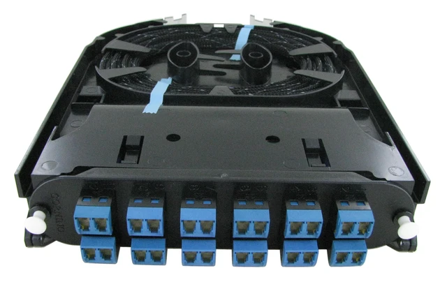 Alt view image 4 of 7 - Corning CCH-CS24-AE-P00RE Pigtailed Splice Cassette, 24 Fiber, LC UPC Polish, Duplex Shuttered Singlemode OS2
