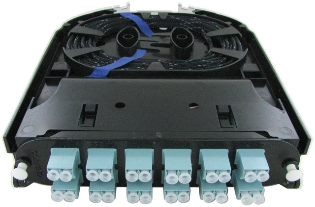 Alt view image 4 of 7 - Corning CCH-CS24-E4-P00QE Pigtailed Fiber Optic Splice Cassette, 24 Fiber, LC PC Duplex 50um Multimode (OM4), Single-Fiber (250 um)