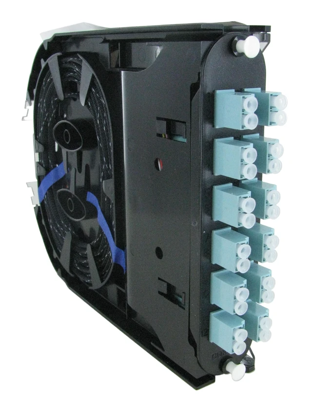 Alt view image 5 of 7 - Corning CCH-CS24-E4-P00QE Pigtailed Fiber Optic Splice Cassette, 24 Fiber, LC PC Duplex 50um Multimode (OM4), Single-Fiber (250 um)
