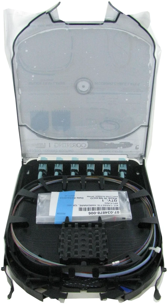 Alt view image 6 of 7 - Corning CCH-CS12-E4-P00TE Splice Cassette, 12 Fiber, LC Duplex Multimode 50 OM3
