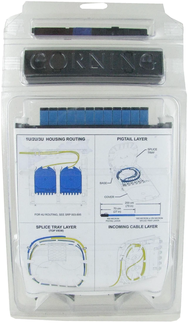 Alt view image 2 of 7 - Corning CCH-CS12-3C-P00RE Pigtailed Splice Cassette, 12 Fiber, SC UPC Simplex Singlemode (OS2), Single-Fiber (250 um)