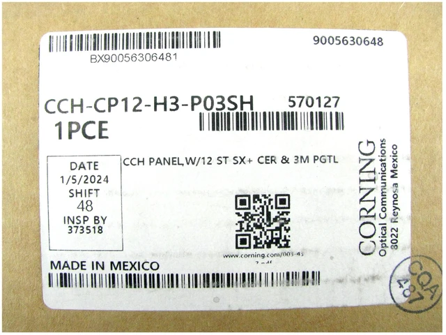Alt view image 7 of 7 - Corning CCH-CP12-H3-P03SH Pigtailed Fiber Adapter Panel, 12 Fiber ST 50um Multimode MM OM4