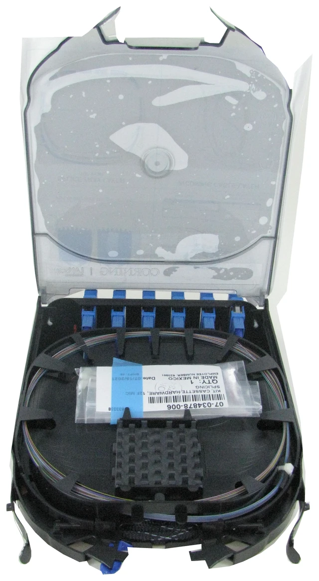 Alt view image 6 of 11 - Corning CCH-CS12-59-P00RE CCH Pigtail Fiber Optic Splice Cassette, 12 Fiber, SC UPC Duplex Singlemode (OS2), Single-Fiber (250 um)
