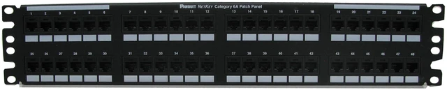 Main image of Panduit NK6XPPG48Y NetKey Cat6A 48-Port 2U Punchdown Patch Panel