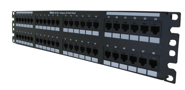 Alt view image 4 of 7 - Panduit NK6XPPG48Y NetKey Cat6A 48-Port 2U Punchdown Patch Panel