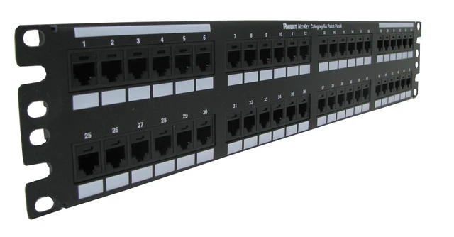 Alt view image 3 of 7 - Panduit NK6XPPG48Y NetKey Cat6A 48-Port 2U Punchdown Patch Panel