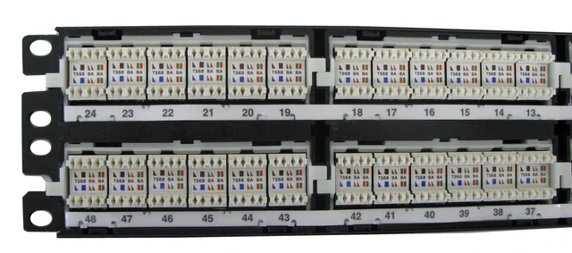 Alt view image 5 of 7 - Panduit NK6XPPG48Y NetKey Cat6A 48-Port 2U Punchdown Patch Panel