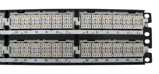 Alt view image 6 of 7 - Panduit NK6XPPG48Y NetKey Cat6A 48-Port 2U Punchdown Patch Panel