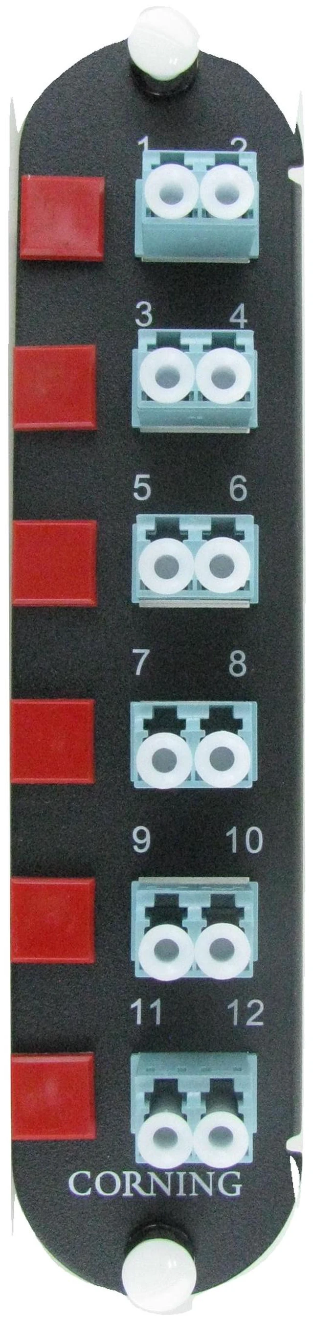 Alt view image 2 of 8 - Corning CCH-CP12-E4 Fiber Optic Patch Panel with 6 LC Duplex 10Gig Aqua OM3/OM4 Multimode 50um Adapters