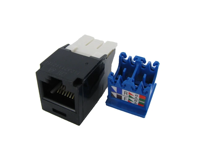 Alt view image 4 of 7 - Panduit CJ6X88TGBL-50 Mini-Com TX6A Cat6A RJ45 Ethernet Jack Module, 10Gbps UTP Unshielded, Black, 50-Pack