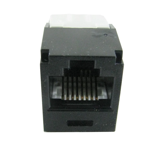 Alt view image 5 of 7 - Panduit CJ6X88TGBL-50 Mini-Com TX6A Cat6A RJ45 Ethernet Jack Module, 10Gbps UTP Unshielded, Black, 50-Pack
