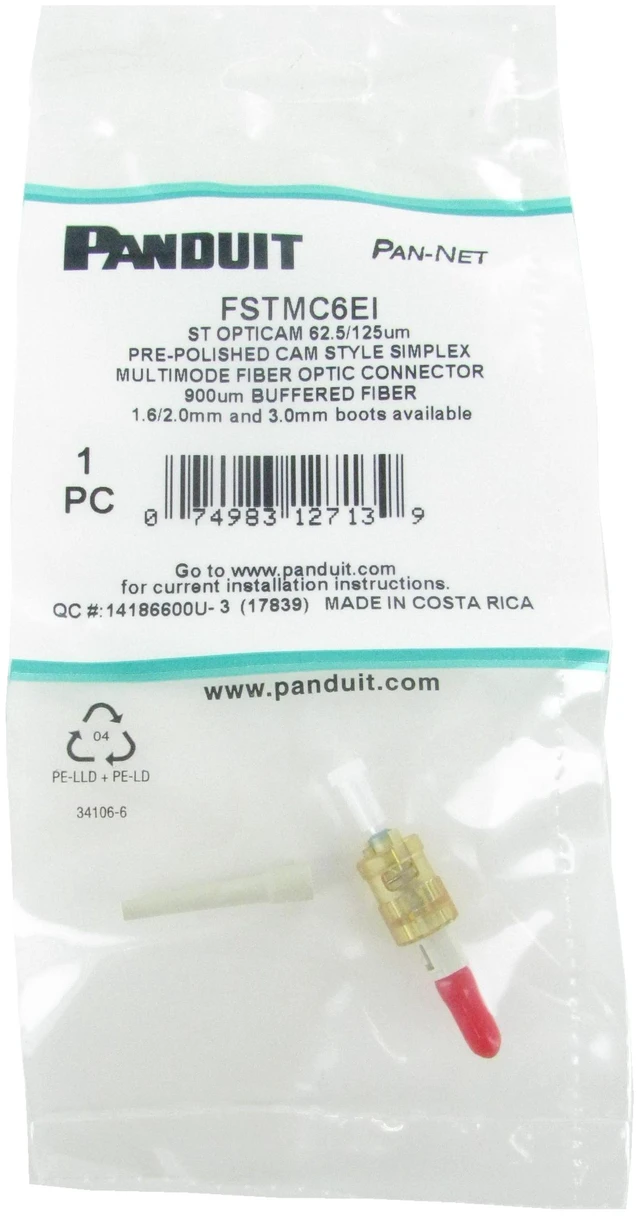 Alt view image 2 of 10 - Panduit FSTMC6EI Opticam ST Simplex OM1 Multimode 62.5 Fiber Connector