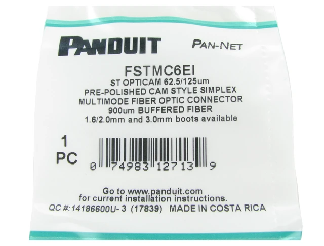 Alt view image 3 of 10 - Panduit FSTMC6EI Opticam ST Simplex OM1 Multimode 62.5 Fiber Connector
