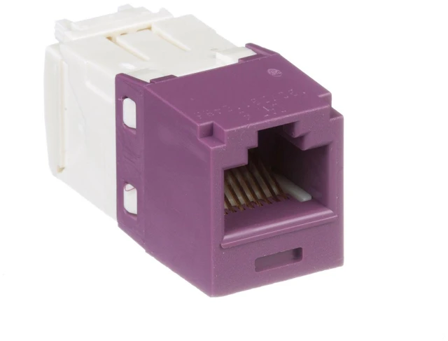Alt view image 3 of 7 - Panduit CJ688TGVL-24 Mini-Com TX6 Plus Cat6 RJ45 Ethernet Jack Module, UTP Unshielded, Violet, 24-Pack