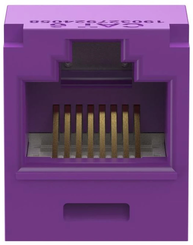Main image of Panduit CJ688TGVL Mini-Com TX6 Plus Cat6 RJ45 Ethernet Jack Module, UTP Unshielded, Violet