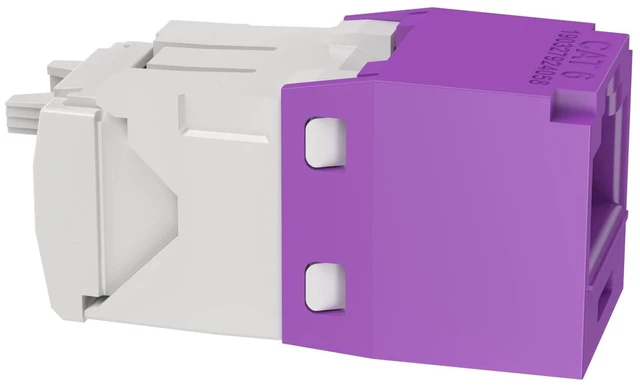 Alt view image 3 of 4 - Panduit CJ688TGVL Mini-Com TX6 Plus Cat6 RJ45 Ethernet Jack Module, UTP Unshielded, Violet